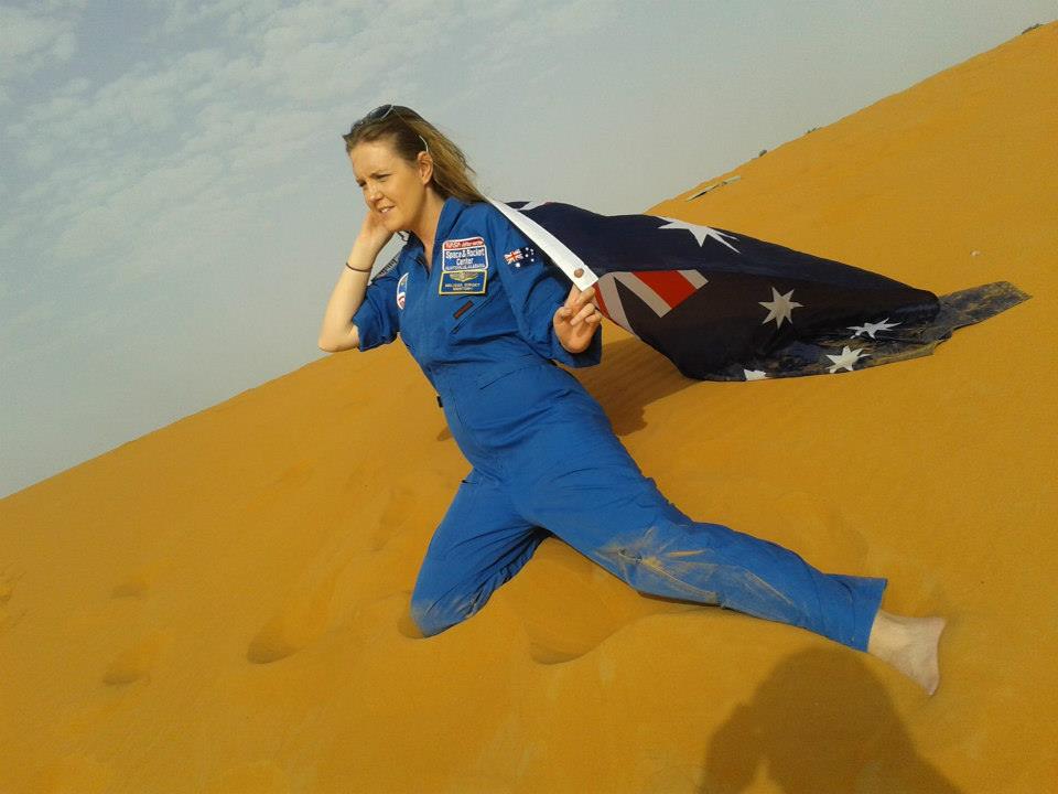 After a work placement for Space Camp, I found myself backpacking with my uniform in tow. This is me in the Sahara Desert in Morocco.